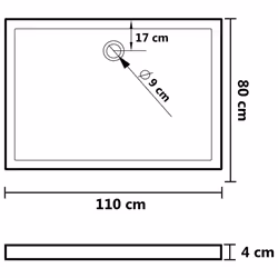vidaXL Rectangular ABS Shower Base Tray Black Bathroom Plumbing Shower Parts - Additional view 6