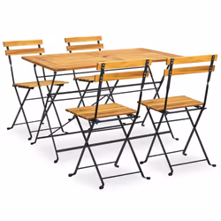 vidaXL Solid Acacia Wood Folding Outdoor Dining Set 5 Piece Garden Furniture