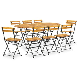 vidaXL Solid Acacia Wood Folding Outdoor Dining Set 9 Piece Garden Furniture