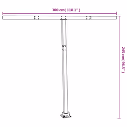 vidaXL Awning Post Set Garden Balcony Patio Metal Awning Support Post Iron - anthracite, 300 x 245 cm