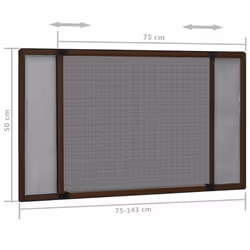 vidaXL Extendable Insect Screen for Windows Decoration 50/75 cm Multi Colors - brown, 143 x 50 cm