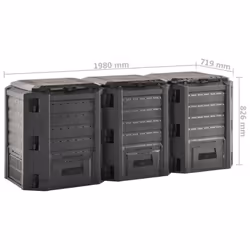 vidaXL Garden Composter Black 1200 L Recycled Composting Bin Compost Converter - Additional view 4