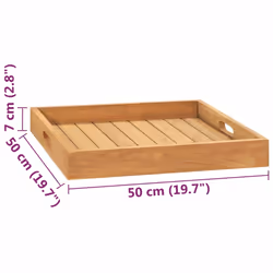vidaXL Solid Teak Wood Serving Tray Coffee Table Breakfast Tray Multi Sizes - 50 x 50 cm