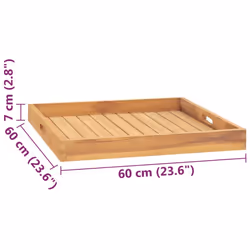 vidaXL Solid Teak Wood Serving Tray Coffee Table Breakfast Tray Multi Sizes - 60 x 60 cm - Additional view 7