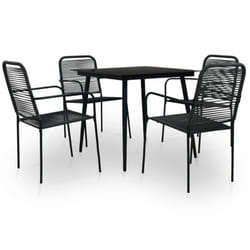 vidaXL Garden Dining Set 5 Piece Cotton Rope and Steel Black Furniture Set