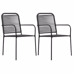 vidaXL Garden Dining Set 3 Piece Cotton Rope and Steel Black Dinner Furniture - Additional view 6