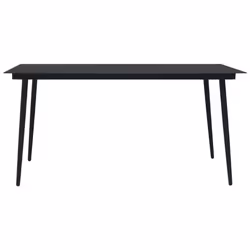 vidaXL Garden Dining Set 7 Piece Cotton Rope and Steel Black Furniture Set