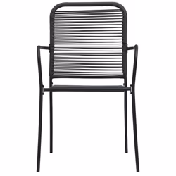 vidaXL Garden Dining Set 7 Piece Cotton Rope and Steel Black Furniture Set - Additional view 5