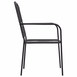vidaXL Garden Dining Set 7 Piece Cotton Rope and Steel Black Furniture Set - Additional view 6
