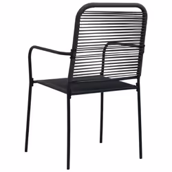 vidaXL Garden Dining Set 7 Piece Cotton Rope and Steel Black Furniture Set - Additional view 7
