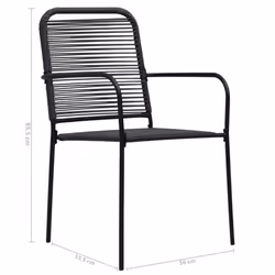 vidaXL Garden Dining Set 7 Piece Cotton Rope and Steel Black Furniture Set - Additional view 9