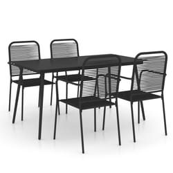 vidaXL Garden Dining Set 5 Piece Cotton Rope and Steel Black Dinner Furniture