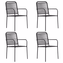 vidaXL Garden Dining Set 5 Piece Cotton Rope and Steel Black Dinner Furniture - Additional view 6