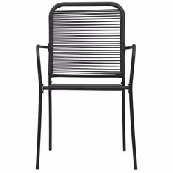 vidaXL Garden Dining Set 9 Piece Cotton Rope and Steel Black Furniture Set - Additional view 5