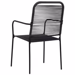 vidaXL Garden Dining Set 9 Piece Cotton Rope and Steel Black Furniture Set - Additional view 7