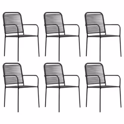 vidaXL Garden Dining Set 7 Piece Cotton Rope and Steel Black Dinner Furniture - Additional view 6