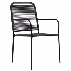 vidaXL Garden Dining Set 7 Piece Cotton Rope and Steel Black Dinner Furniture - Additional view 7