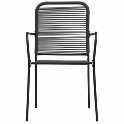 vidaXL Garden Dining Set 7 Piece Cotton Rope and Steel Black Dinner Furniture - Additional view 8