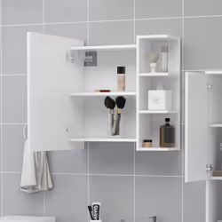vidaXL Bathroom Mirror Cabinet White Engineered Wood Home Wall Storage Rack - Additional view 2