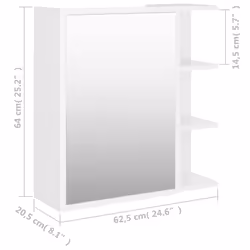 vidaXL Bathroom Mirror Cabinet White Engineered Wood Home Wall Storage Rack - Additional view 3