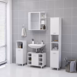vidaXL Bathroom Mirror Cabinet White Engineered Wood Home Wall Storage Rack - Additional view 4