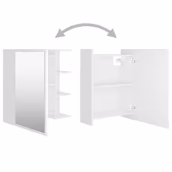 vidaXL Bathroom Mirror Cabinet White Engineered Wood Home Wall Storage Rack - Additional view 8