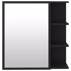 vidaXL Bathroom Mirror Cabinet Black Engineered Wood Home Wall Storage Rack - Additional view 7