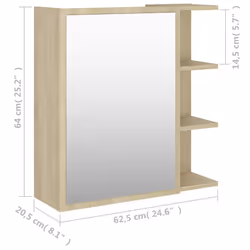 vidaXL Bathroom Mirror Cabinet Sonoma Oak Engineered Wood Home Storage Rack - Additional view 10