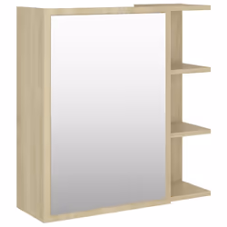 vidaXL Bathroom Mirror Cabinet Sonoma Oak Engineered Wood Home Storage Rack - Additional view 2
