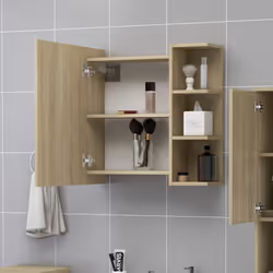 vidaXL Bathroom Mirror Cabinet Sonoma Oak Engineered Wood Home Storage Rack - Additional view 3