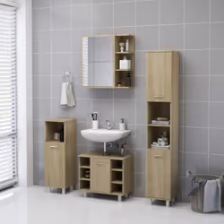 vidaXL Bathroom Mirror Cabinet Sonoma Oak Engineered Wood Home Storage Rack - Additional view 5