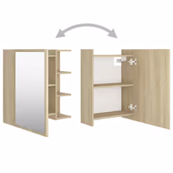 vidaXL Bathroom Mirror Cabinet Sonoma Oak Engineered Wood Home Storage Rack - Additional view 6
