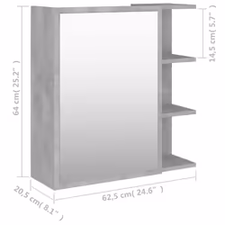 vidaXL Bathroom Mirror Cabinet Concrete Grey Engineered Wood Home Storage Rack - Additional view 10