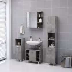 vidaXL Bathroom Mirror Cabinet Concrete Grey Engineered Wood Home Storage Rack - Additional view 5
