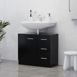 vidaXL Sink Cabinet Black Engineered Wood Bathroom Cupboard Storage Organiser
