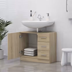 vidaXL Sink Cabinet Sonoma Oak Engineered Wood Home Cupboard Storage Organiser