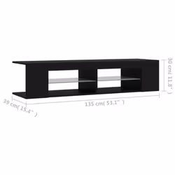 vidaXL TV Cabinet with LED Lights Black Hifi Stand Desk TV Unit Hifi Cabinet
