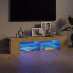 vidaXL TV Cabinet with LED Lights Sonoma Oak Hifi Stand TV Unit Hifi Cabinet
