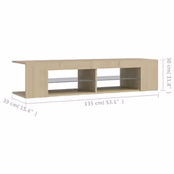 vidaXL TV Cabinet with LED Lights Sonoma Oak Hifi Stand TV Unit Hifi Cabinet - Additional view 4
