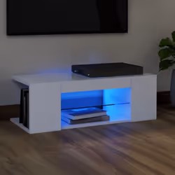 vidaXL TV Cabinet with LED Lights White Hifi Stand Desk Living Room Furniture