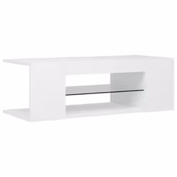 vidaXL TV Cabinet with LED Lights White Hifi Stand Desk Living Room Furniture