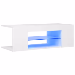 vidaXL TV Cabinet with LED Lights White Hifi Stand Desk Living Room Furniture
