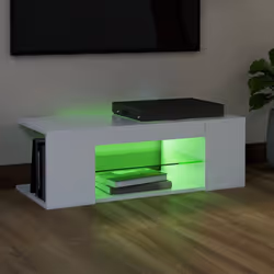 vidaXL TV Cabinet with LED Lights White Hifi Stand Desk Living Room Furniture - Additional view 5