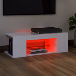 vidaXL TV Cabinet with LED Lights White Hifi Stand Desk Living Room Furniture - Additional view 6
