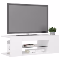 vidaXL TV Cabinet with LED Lights White Hifi Stand Desk Living Room Furniture - Additional view 7