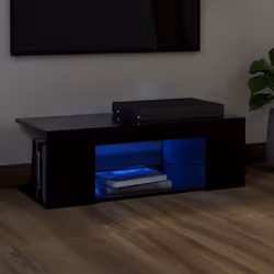 vidaXL TV Cabinet with LED Lights Black Hifi Stand Desk Living Room Furniture