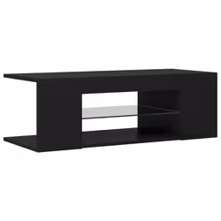 vidaXL TV Cabinet with LED Lights Black Hifi Stand Desk Living Room Furniture
