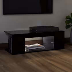 vidaXL TV Cabinet with LED Lights Black Hifi Stand Desk Living Room Furniture - Additional view 4