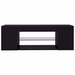 vidaXL TV Cabinet with LED Lights Black Hifi Stand Desk Living Room Furniture - Additional view 6