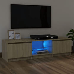 vidaXL TV Cabinet with LED Lights Sonoma Oak Living Room Hanging TV Stand